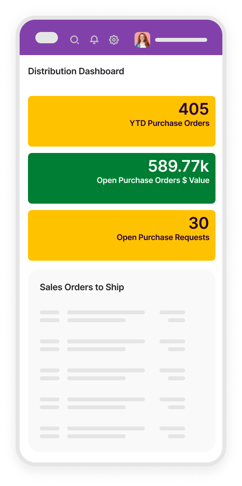 MYOB Advanced Distribution Mobile Dashboard